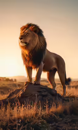 a lion standing on top of a rock