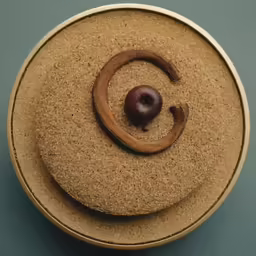 a gold bowl with an apple sitting in it