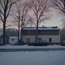 this is snow sitting on the roof of a house