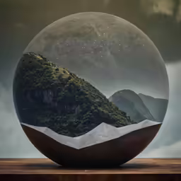 a round object sits on top of a wooden surface