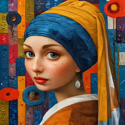 the painting is in a bright blue background