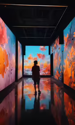 the image is being displayed with a person looking at the painting