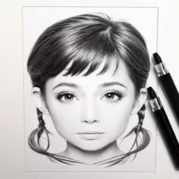 a drawing with a drawing pencil and two erases