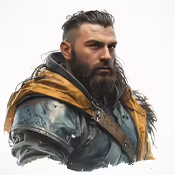 a man with an intense look, wearing leather and yellow scarf