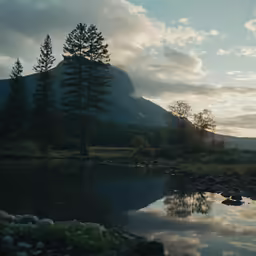 a mountain that is in the background with trees around it