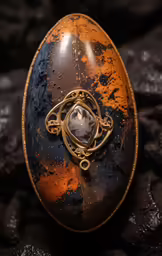 a beautiful piece of jewelry in brown and black