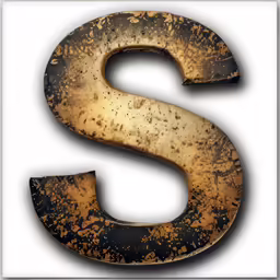 a rusty metal s with a white background