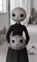 an image of a female doll in a dark outfit