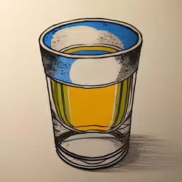 a drawing of an empty glass on a table
