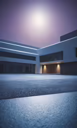 a couple of buildings with some lights on