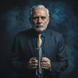 an older man holding two pairs of crutches