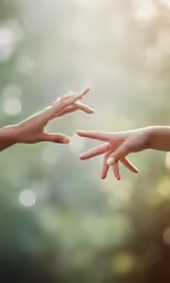 two hands reach out towards each other