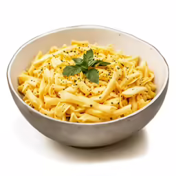a large bowl filled with macaroni and cheese
