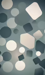white and black circles and squares on a grey background