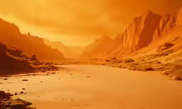 there is a large mountain in the background with a road going through it
