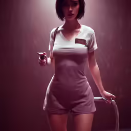 a model wearing short sleeves holds an umbrella