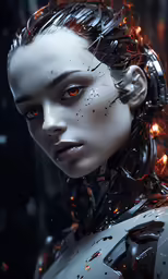woman with wires on head looking straight ahead