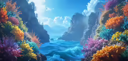 a picture of a ocean filled with flowers
