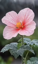 a pink flower with lots of drops of water