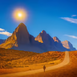a man riding on the back of a motorcycle down a road