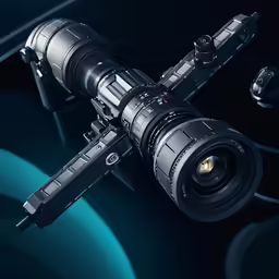 the large camera is attached to the neck of the airplane