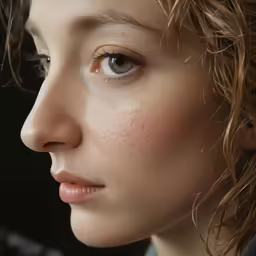 a very pretty woman with frecky brown hair