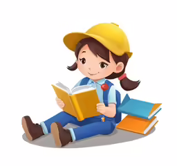 the girl with the hardhat and reading books