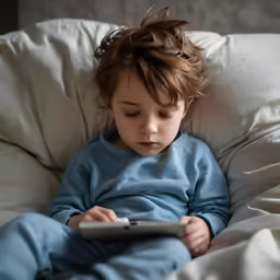 the little kid is on his cell phone