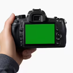 a camera that has green screen in it