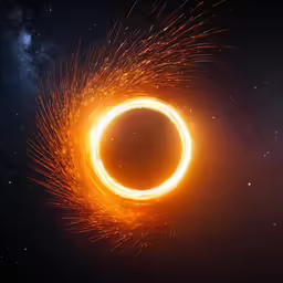 a black - hole is shown in the middle of the sky as fireworks are seen around it