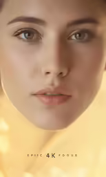 the girl is wearing a gold dress with her hair tied into a pony tail