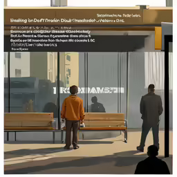 there is a person in the street with a bench