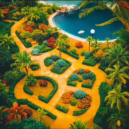 view of the garden with some trees and flowers