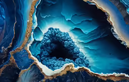 abstract painting of blue and gold marbled