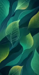 abstract leaves in green and yellow colors