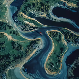 aerial view of two rivers and some water