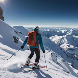 a man on skis on a snowy mountain