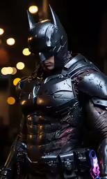 the dark knight batman costume is being displayed