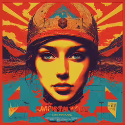 a poster with a female wearing a helmet,a poster that has an image of an army woman