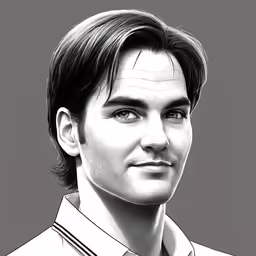 a black and white drawing of a man