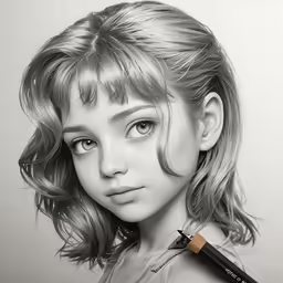 a black and white portrait of a young girl