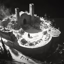 a model of a small town made with concrete