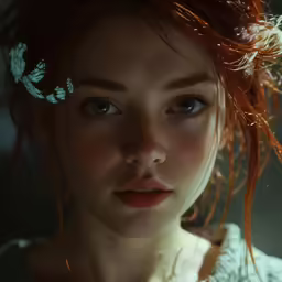 a beautiful woman is pictured with her hair blowing