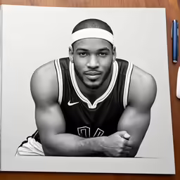 a man in a black and white photo posing for a picture