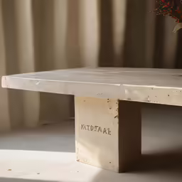 there is an artistic display with words on the stone