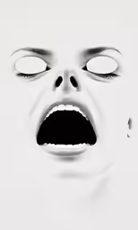 a woman with her mouth open showing what is inside the face
