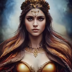 an image of the young woman in a golden dress