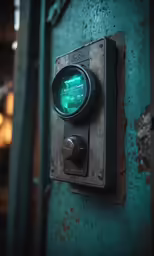an analog timer attached to a green wall