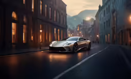 the new fissa is a luxury sports car driving through an old city at night