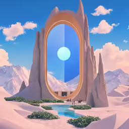 a strange structure that looks like it is on the sand
